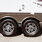 Automotive-styled aluminum rims look great pulling into every campground.